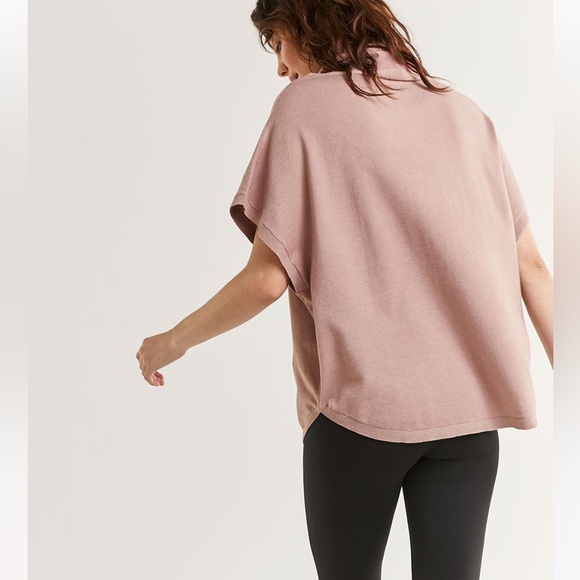 Cowl neck poncho shirt with pockets size M light pink - Picture 2 of 6